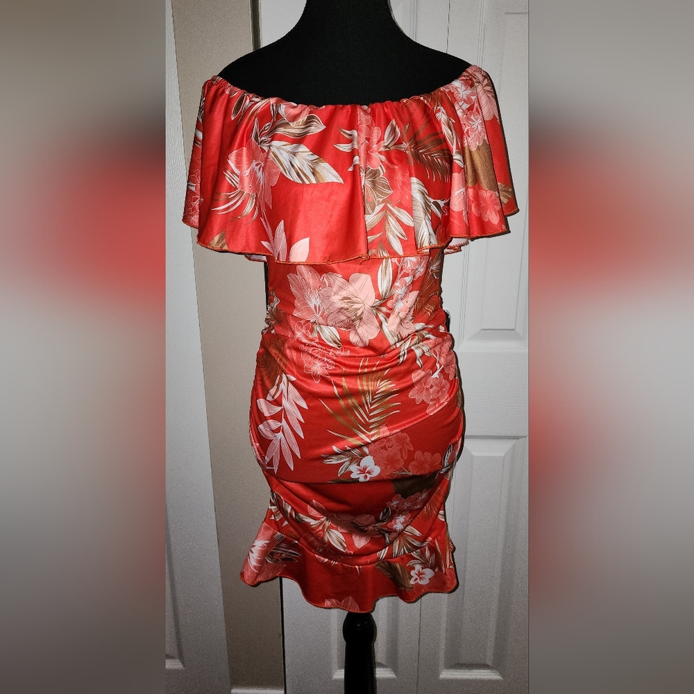 Off-shoulder Ruffle Trim Dress